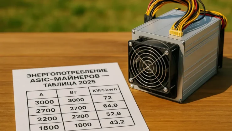 Энергопотребление ASIC-майнеров — таблица 2025